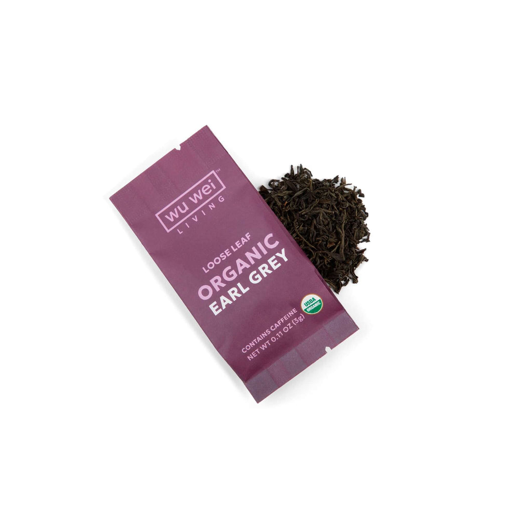 Organic Loose Leaf earl grey Tea, Mindful living, Single serve travel tea packet