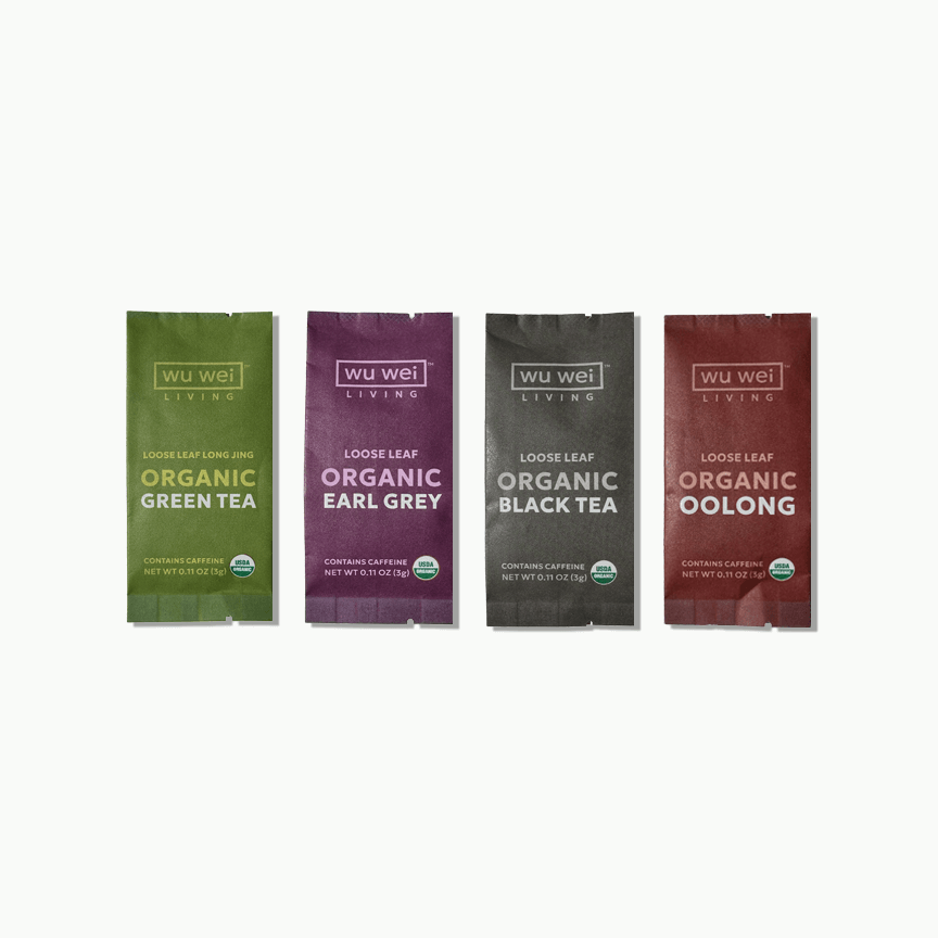 Organic Loose Leaf Tea, Mindful living, Single serve travel tea packet
