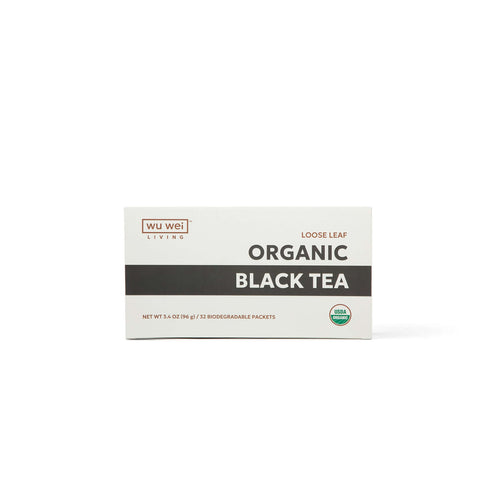 Organic loose leaf black tea, mindful living, single serve travel tea packet