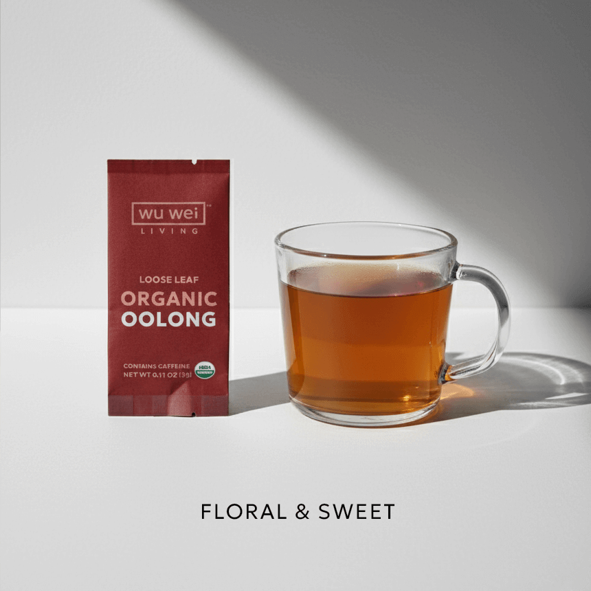 Organic Loose Leaf oolong Tea, Mindful living, Single serve travel tea packet