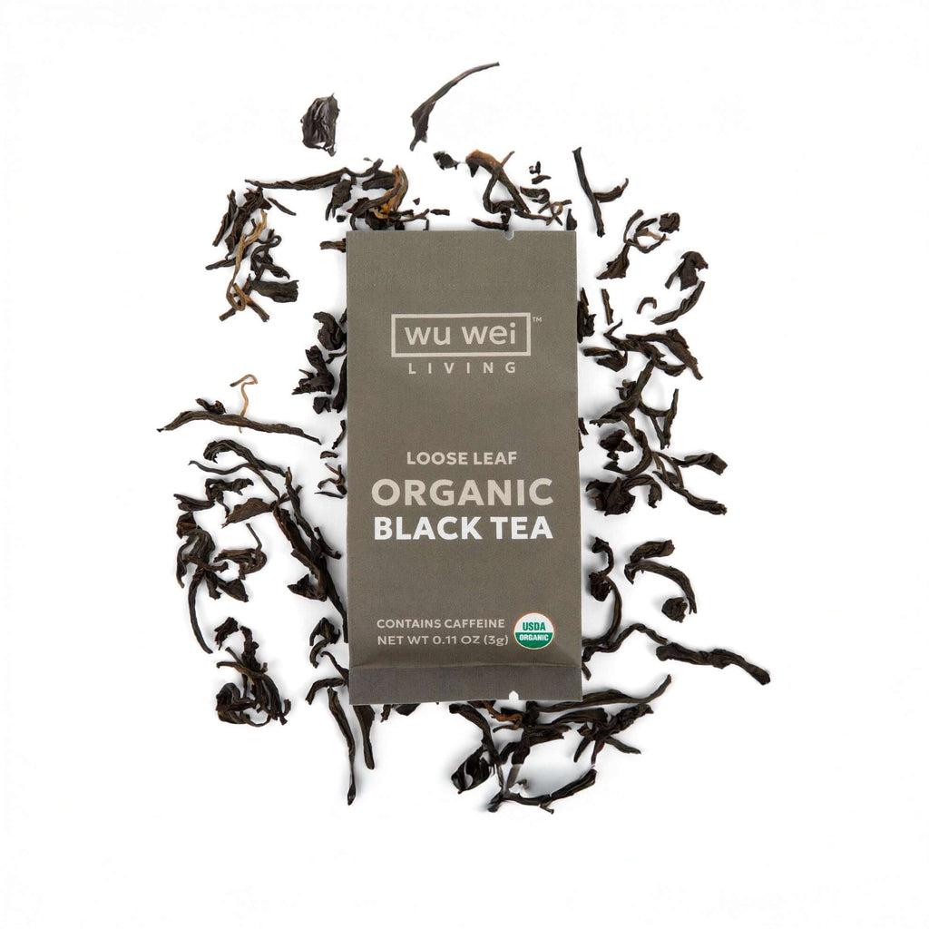 Organic Loose Leaf black Tea, Mindful living, Single serve travel tea packet