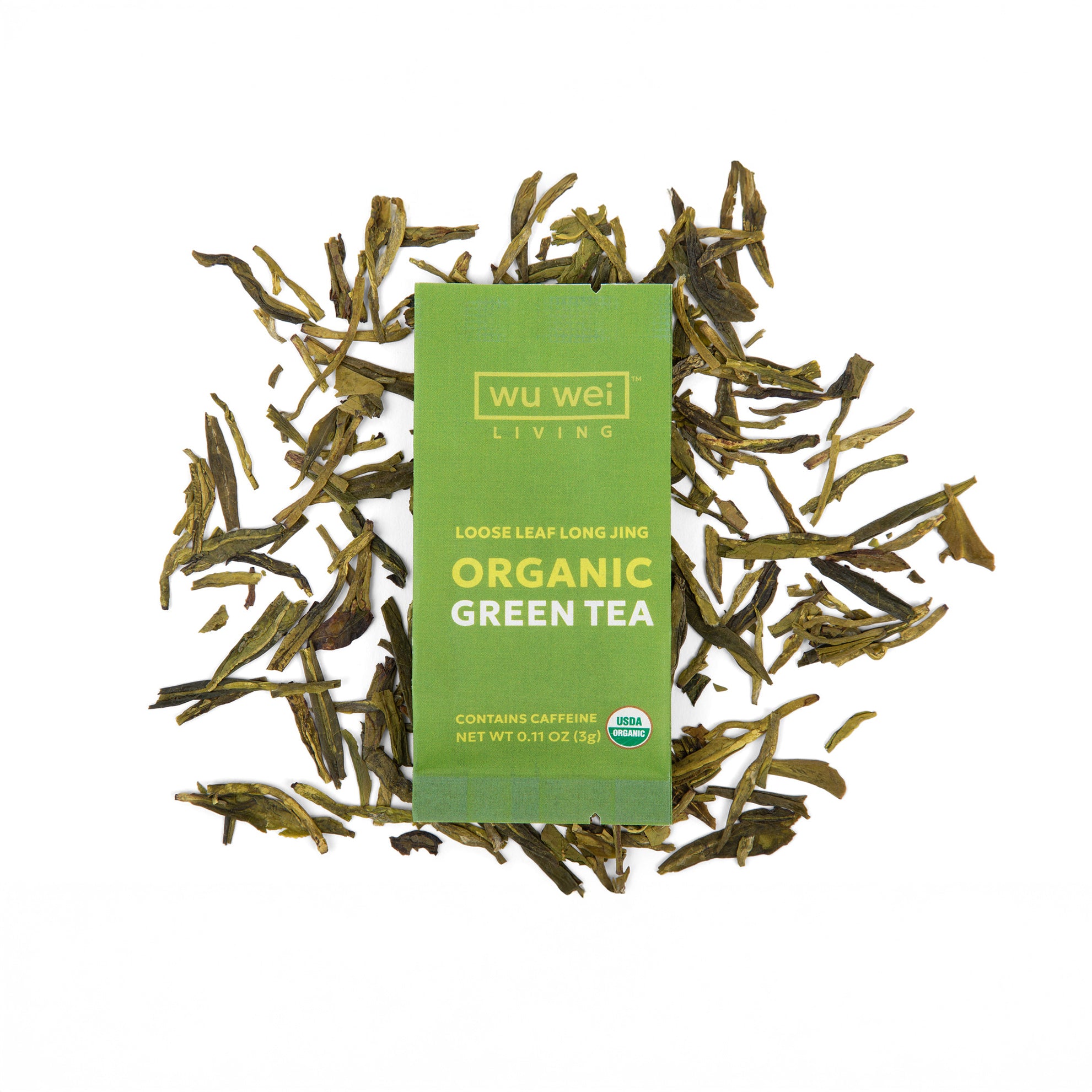 Organic Loose Leaf green Tea, Mindful living, Single serve travel tea packet